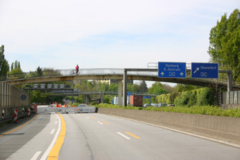 A 40 Autobahn Ruhrschnellweg Essen-Frillendorf-Süd Vollsperrung Bergbauschacht 9
