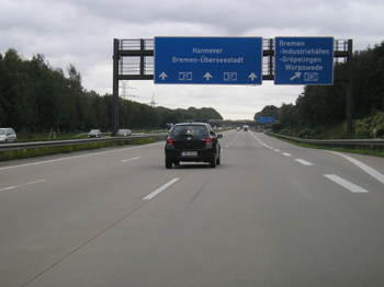 Deutschlands tiefester Autobahnpunkt Bundesautobahn A27 Bremen Industriehäfen 162
