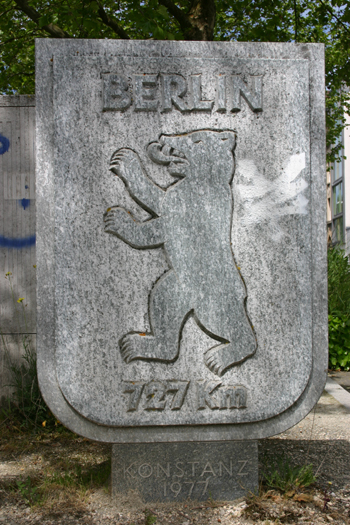 Kilometerstein Berliner Bär Konstanz 98